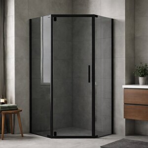 Изображение товара Душевой уголок Royal Bath TR RB9080TR-G-BL, 80 x 90 см, стекло тонированное, профиль черный
