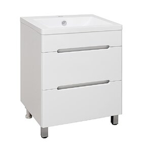 Изображение товара Тумба с раковиной Runo Парма 00000001139сум, 60 см, 2 ящика, напольная, белый 