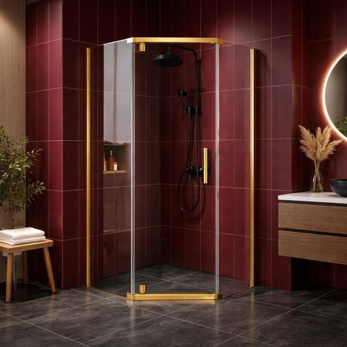 Изображение товара Душевой уголок Royal Bath TR RB1190TR-T-GP, 90 x 110 см, стекло прозрачное, профиль золото полированное Изображение товара Душевой уголок Royal Bath TR RB1190TR-T-GP, 90 x 110 см, стекло прозрачное, профиль золото полированное