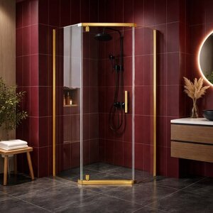Изображение товара Душевой уголок Royal Bath TR RB100TR-T-GP, 100 x 100 см, стекло прозрачное, профиль золото полированное