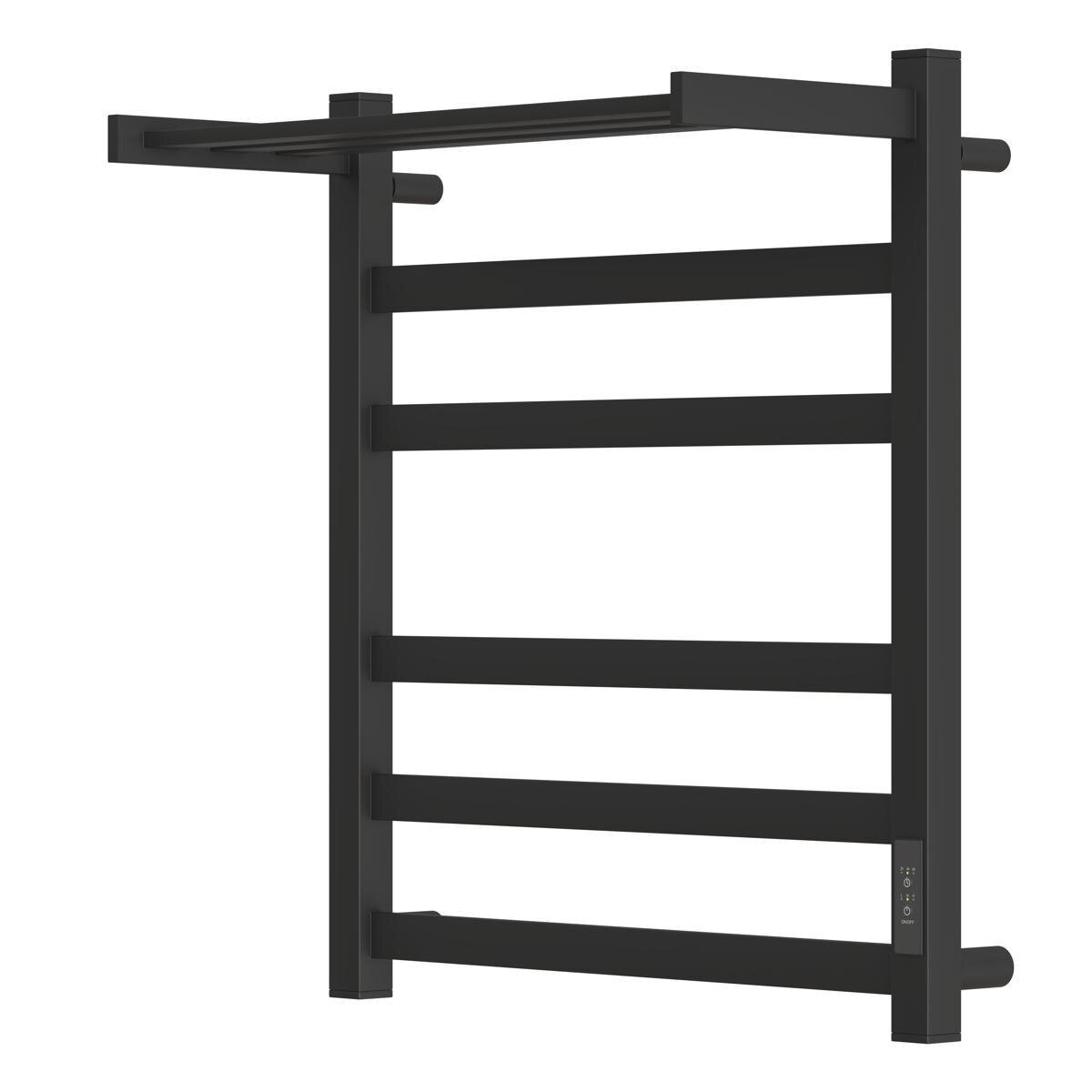 Изображение товара Полотенцесушитель электрический Reflexion Мохаве плюс RXT076040BL, ширина 40 см, высота 60 см, диммер справа, с полкой, черный матовый