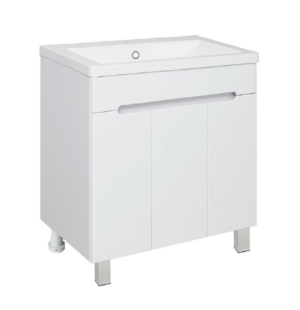 Изображение товара Тумба с раковиной Runo Парма 00-00001040сум, 75 см, 3 двери, напольная, белый 
