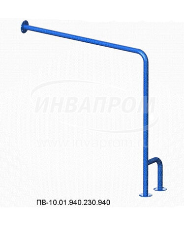 Изображение товара Поручень Инвапром с двойной опорой в пол из стали с порошковым напылением 94х94х23 см