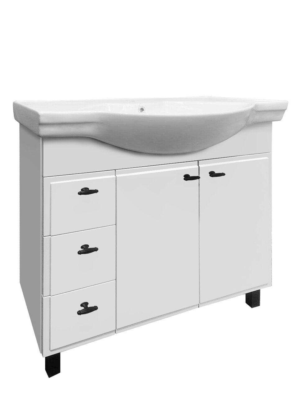 Изображение товара Тумба под раковину Runo Тау 90 см, напольная, белая, с двумя дверцами