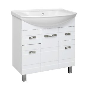 Изображение товара Тумба с раковиной Runo Турин УТ000002095сум, 85 см, напольная, белый 