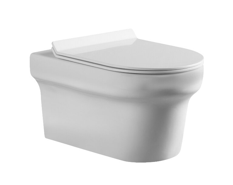 Изображение товара Подвесной безободковый унитаз Aquanet Nova BL-101N-WHT (203341), крышка микролифт Slimseat BL-005, белый