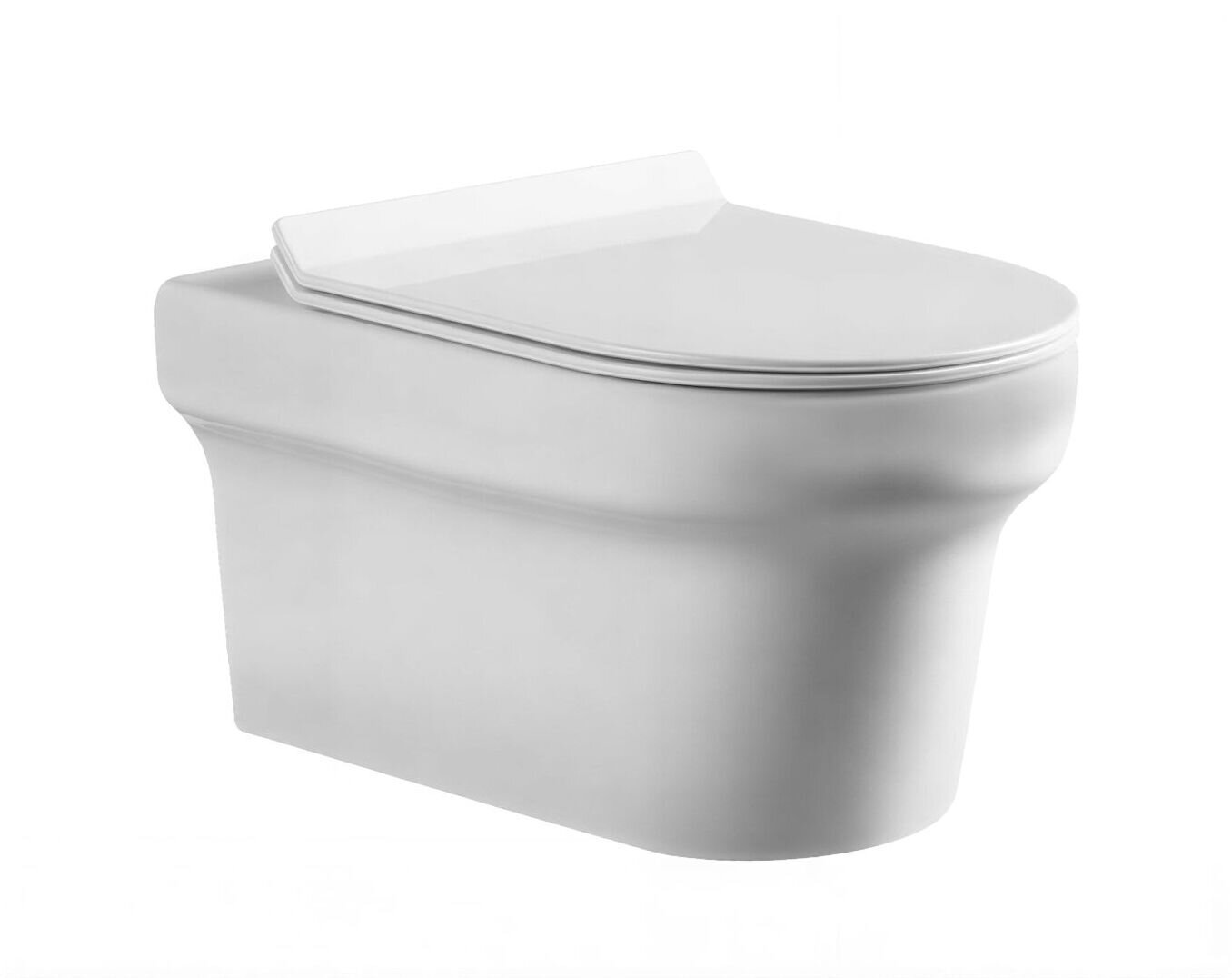 Изображение товара Подвесной безободковый унитаз Aquanet Nova BL-101N-WHT (203341), крышка микролифт Slimseat BL-005, белый