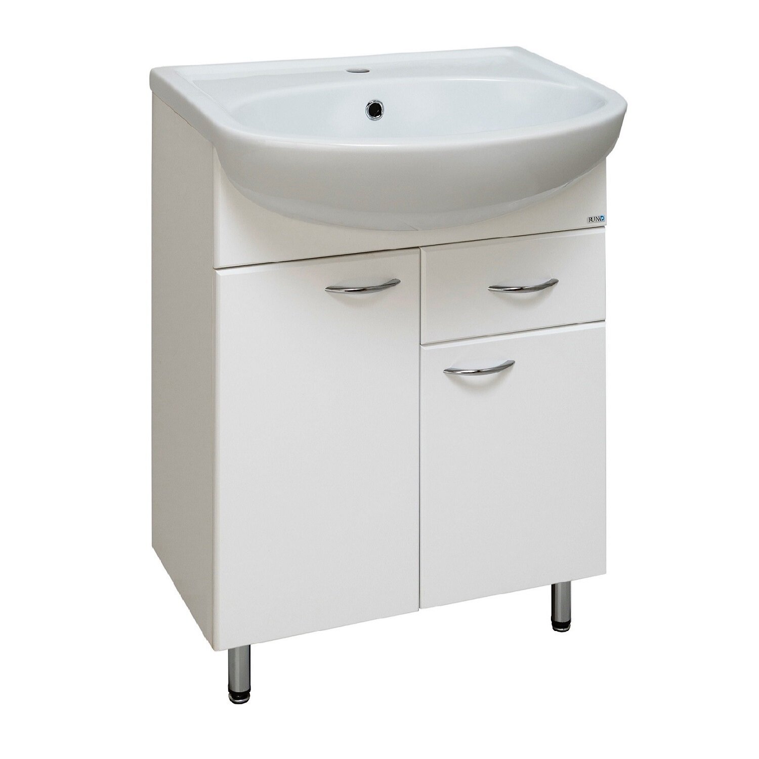 Изображение товара Тумба с раковиной Runo Уют 00000000501сум, 60 см, 1 ящик, напольная, белый 