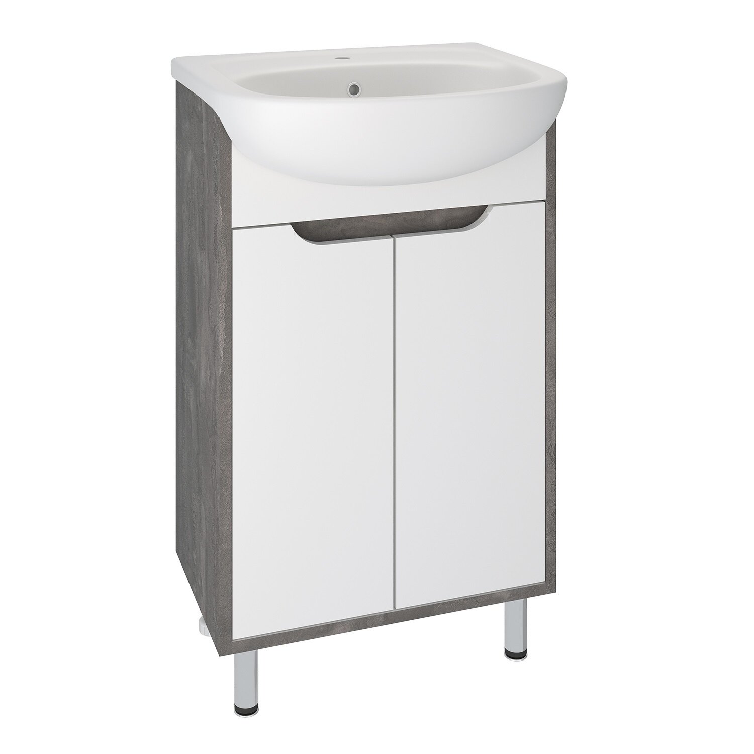 Изображение товара Тумба с раковиной Runo Эко 00-00001337сум, 50 см, напольная, железный камень, белый