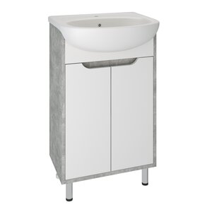Изображение товара Тумба с раковиной Runo Эко 00-00001326сум, 50 см, напольная, серый бетон, белый