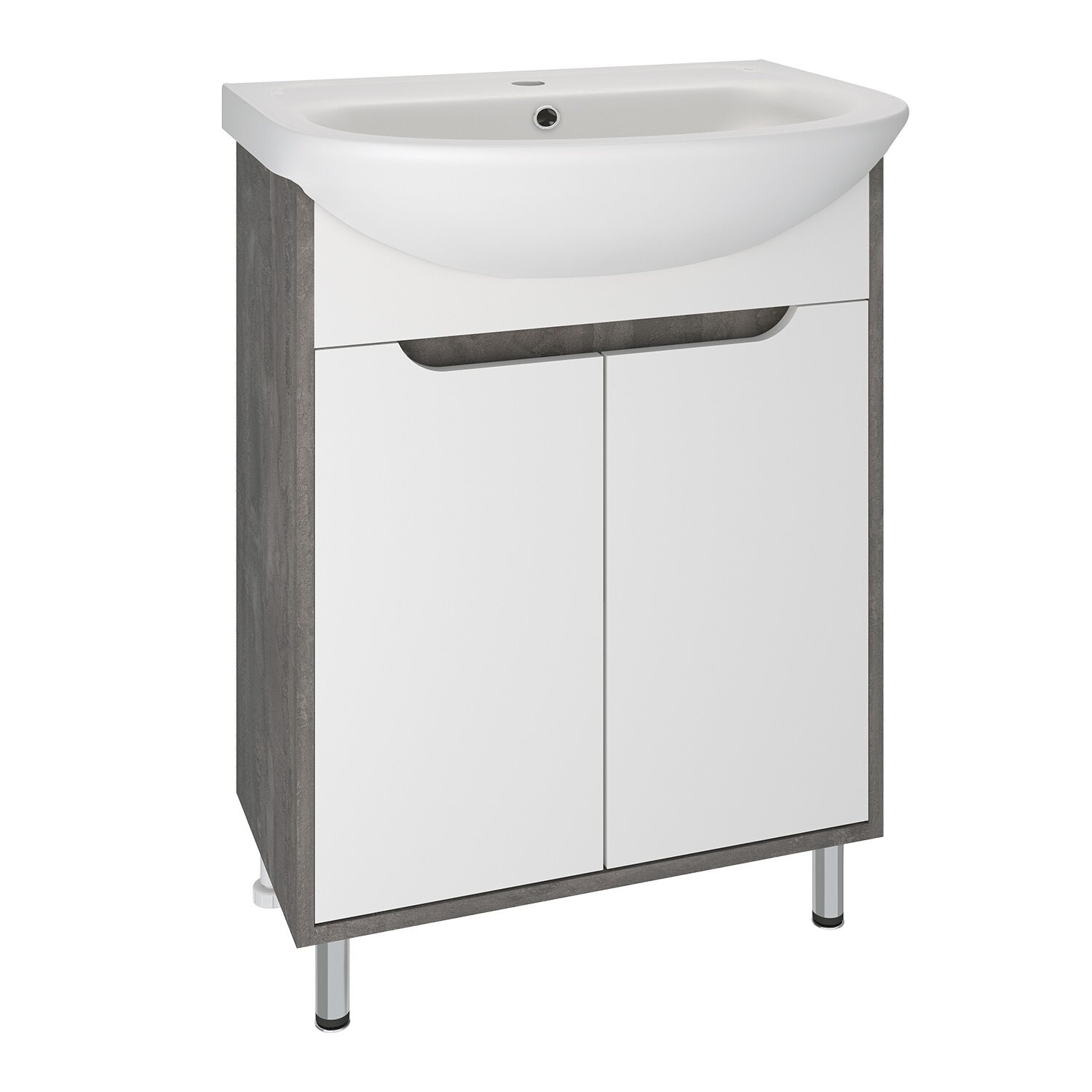 Изображение товара Тумба с раковиной Runo Эко 00-00001338сум, 60 см, напольная, железный камень, белый