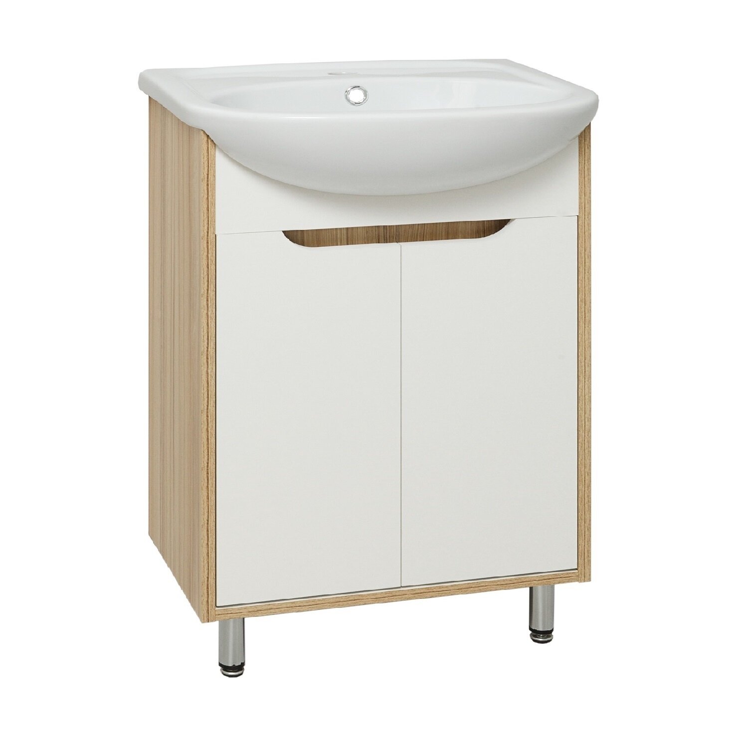 Изображение товара Тумба с раковиной Runo Эко 00000001144сум, 60 см, напольная, лиственница, белый