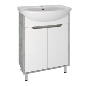 Изображение товара Тумба с раковиной Runo Эко 00-00001327сум, 60 см, напольная, серый бетон, белый