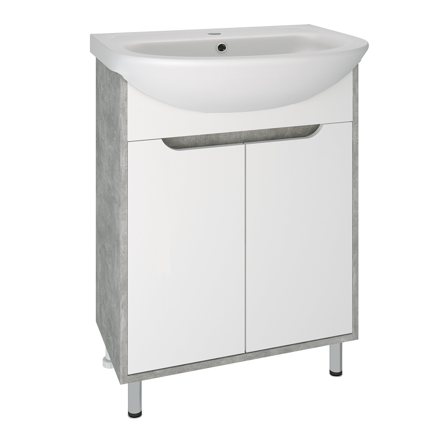Изображение товара Тумба с раковиной Runo Эко 00-00001327сум, 60 см, напольная, серый бетон, белый
