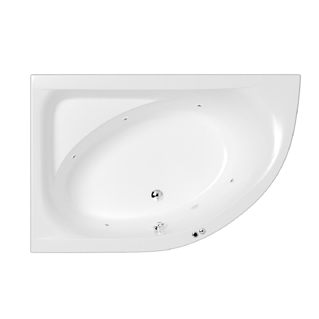 Изображение товара Ванна гидромассажная Whitecross Aquarella Soft 0108.170110.100.SOFT.CR, 170 x 110 см, левая, белая, форсунки хром