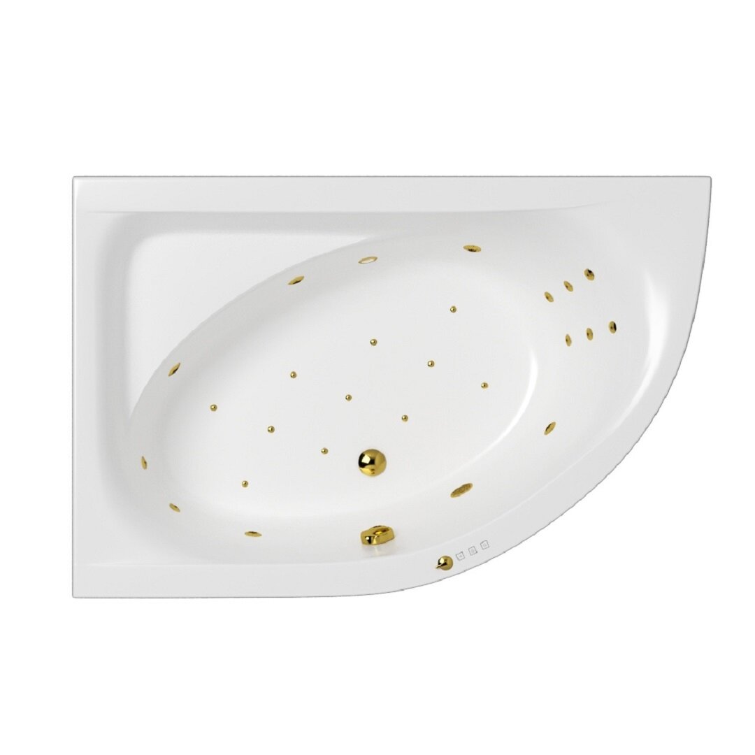 Изображение товара Ванна гидромассажная Whitecross Aquarella Ultra 0108.170110.100.ULTRA.GL, 170 x 110 см, левая, белая, форсунки золото Изображение товара Ванна гидромассажная Whitecross Aquarella Ultra 0108.170110.100.ULTRA.GL, 170 x 110 см, левая, белая, форсунки золото