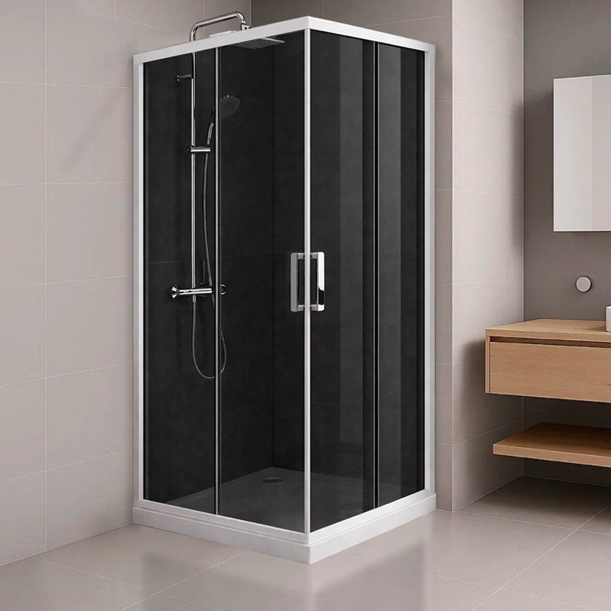 Изображение товара Душевой уголок Royal Bath RB85HPD-G с тонированным стеклом 85x85 см Изображение товара Душевой уголок Royal Bath RB85HPD-G с тонированным стеклом 85x85 см
