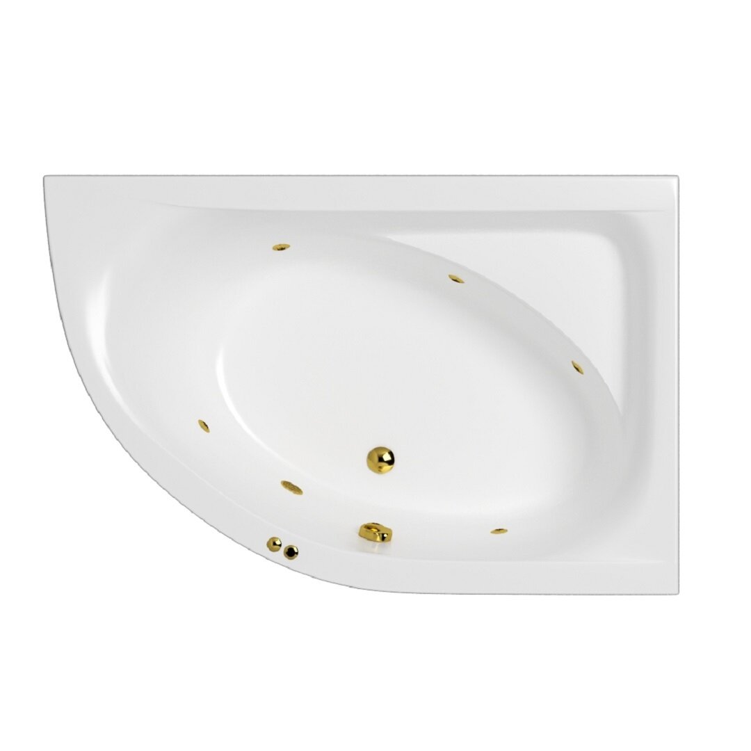 Изображение товара Ванна гидромассажная Whitecross Aquarella Soft 0109.170110.100.SOFT.GL, 170 x 110 см, правая, белая, форсунки золото Изображение товара Ванна гидромассажная Whitecross Aquarella Soft 0109.170110.100.SOFT.GL, 170 x 110 см, правая, белая, форсунки золото