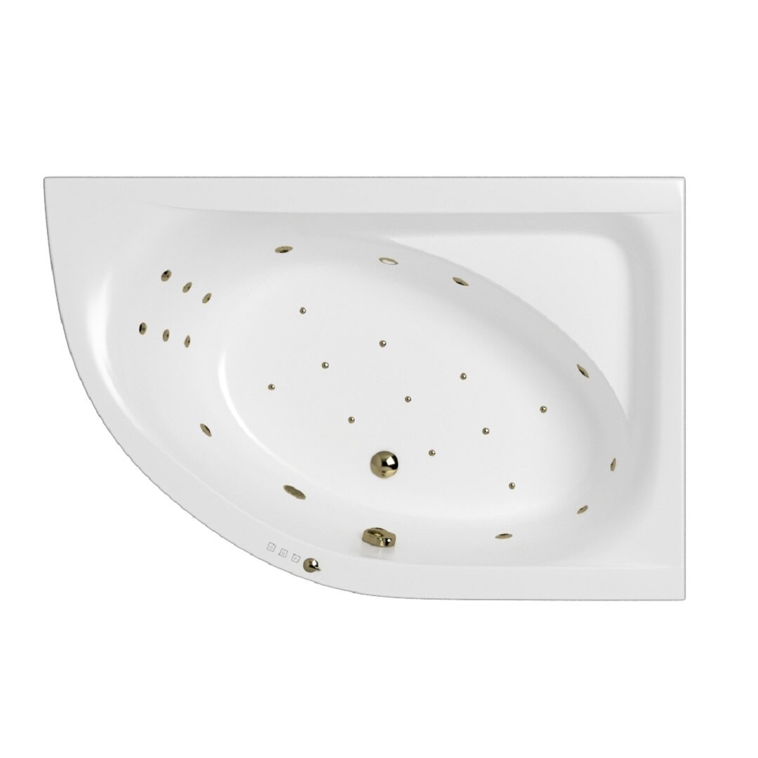 Изображение товара Ванна гидромассажная Whitecross Aquarella Ultra 0109.170110.100.ULTRA.BR, 170 x 110 см, правая, белая, форсунки бронза