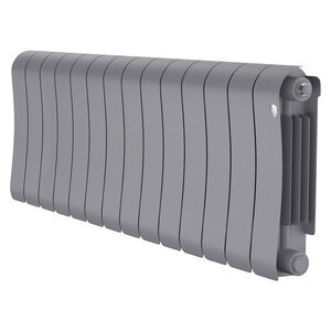 Изображение товара Радиатор биметаллический Royal Thermo Infinity 300 RTISS30014, 14 секций, ширина 112 см, высота 37 см, боковое подключение 30 см, цвет Silver Satin