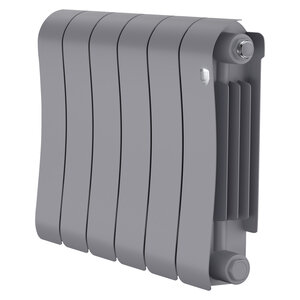 Изображение товара Радиатор биметаллический Royal Thermo Infinity 300 RTISS30006, 6 секций, ширина 48 см, высота 37 см, боковое подключение 30 см, цвет Silver Satin