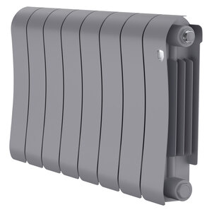 Изображение товара Радиатор биметаллический Royal Thermo Infinity 300 RTISS30008, 8 секций, ширина 64 см, высота 37 см, боковое подключение 30 см, цвет Silver Satin