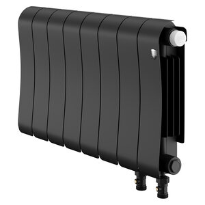 Изображение товара Радиатор биметаллический Royal Thermo Infinity 300 VR80 RTINSVR8030008, 8 секций, ширина 64 см, высота 37 см, нижнее правое подключение 8 см, цвет Noir Sable