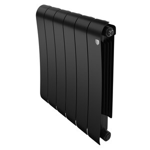Изображение товара Радиатор биметаллический Royal Thermo Infinity 500 RTINNS5006, 6 секций, ширина 48 см, высота 59.1 см, боковое подключение 50 см, цвет Noir Sable