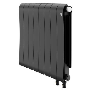 Изображение товара Радиатор биметаллический Royal Thermo Infinity 500 VR80 RTINNSVR805008, 8 секции, ширина 64 см, высота 59.1 см, нижнее правое подключение 8 см, цвет Noir Sable