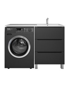 Изображение товара Тумба под раковину Uperwood Tanos TTanosVMF60B3, 60 см, напольная, под стиральную машину, 3 ящика, черная матовая