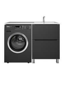 Изображение товара Тумба под раковину Uperwood Tanos TTanosVMF60B2, 60 см, напольная, под стиральную машину, 2 ящика, черная матовая