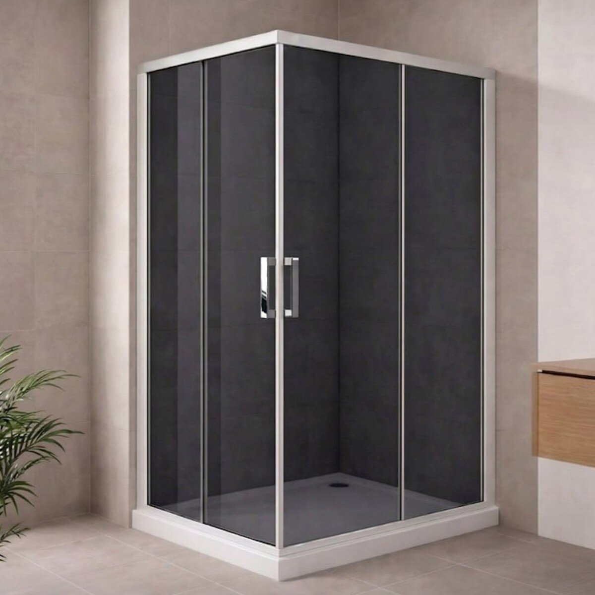 Изображение товара Душевой уголок Royal Bath 115x70 см с тонированным стеклом и раздвижной системой