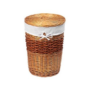 Изображение товара Корзина для белья WasserKraft Main WB-410-M, средняя, с крышкой, белый/светло-коричневый