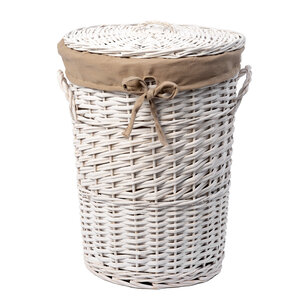 Изображение товара Корзина WasserKraft Aller WB-106-S для белья с крышкой белый/бежевый