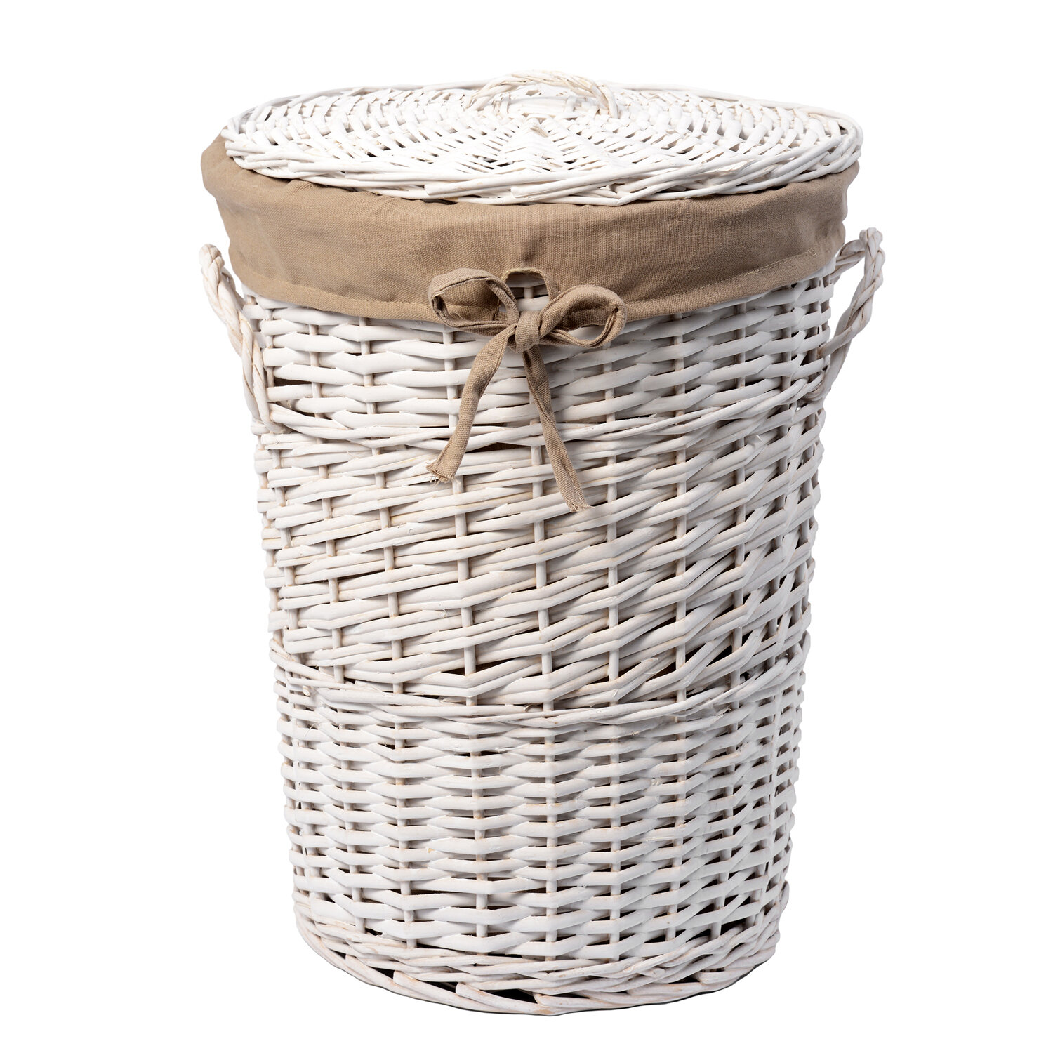 Изображение товара Корзина WasserKraft Aller WB-106-M для белья с крышкой белая бежевый средняя