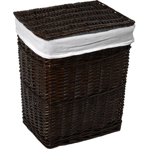 Изображение товара Корзина WasserKraft Isar WB-130-M, средняя, для белья, с крышкой, белый/темно-коричневый