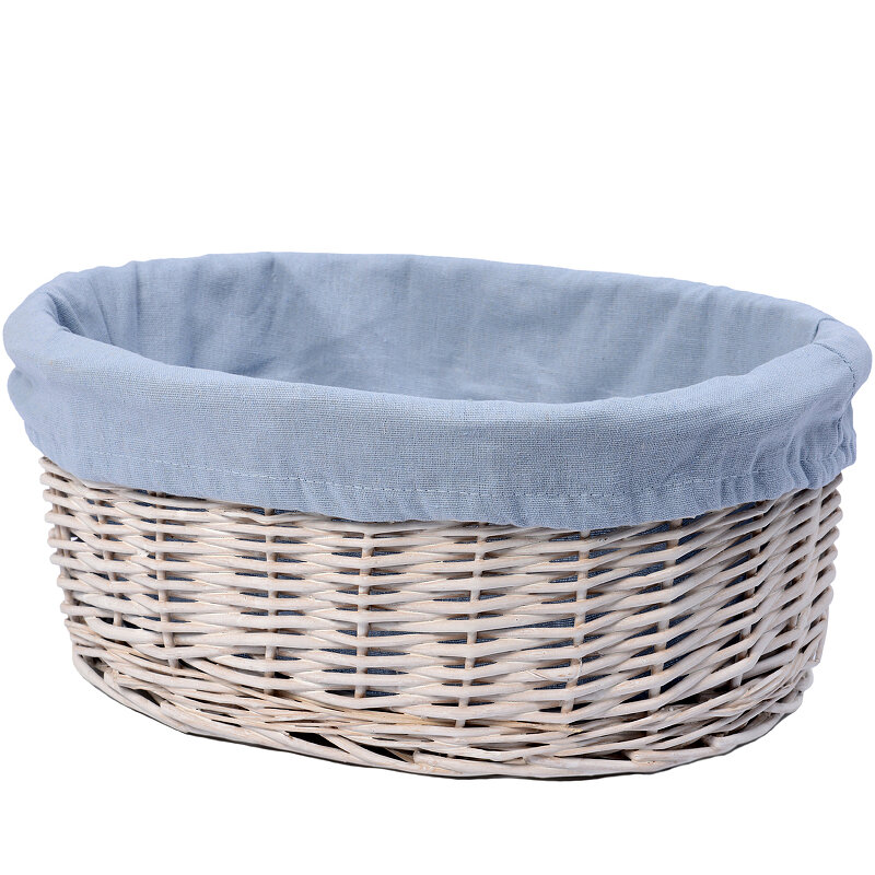 Изображение товара Корзина для белья WasserKraft Rossel WB-280-M, средняя, белый/голубой