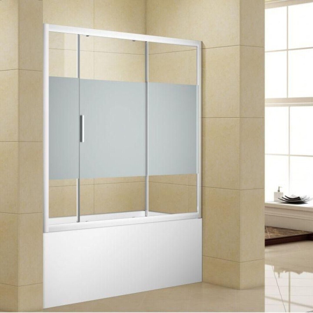 Изображение товара Душевая шторка на ванну Aquanet Practic AE10-B-170H150U-CP, 170 х 150 см, стекла прозрачные с шелкографией, профиль хром Изображение товара Душевая шторка на ванну Aquanet Practic AE10-B-170H150U-CP, 170 х 150 см, стекла прозрачные с шелкографией, профиль хром