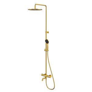Изображение товара Душевая система Whitecross Y brushed gold Y1234BASICGLB, термостатическая, цвет брашированное золото PVD