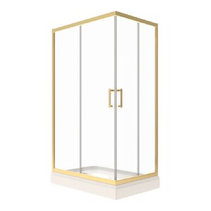 Изображение товара Душевой уголок Triton Фикс Щ0000077401, 120 x 90 см, поддон с сифоном в комплекте, стекло прозрачное, профиль золото