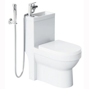 Изображение товара Унитаз-моноблок Laguraty 8074А  напольный, с раковиной, гигиеническим душем и смесителем P1409, крышка микролифт