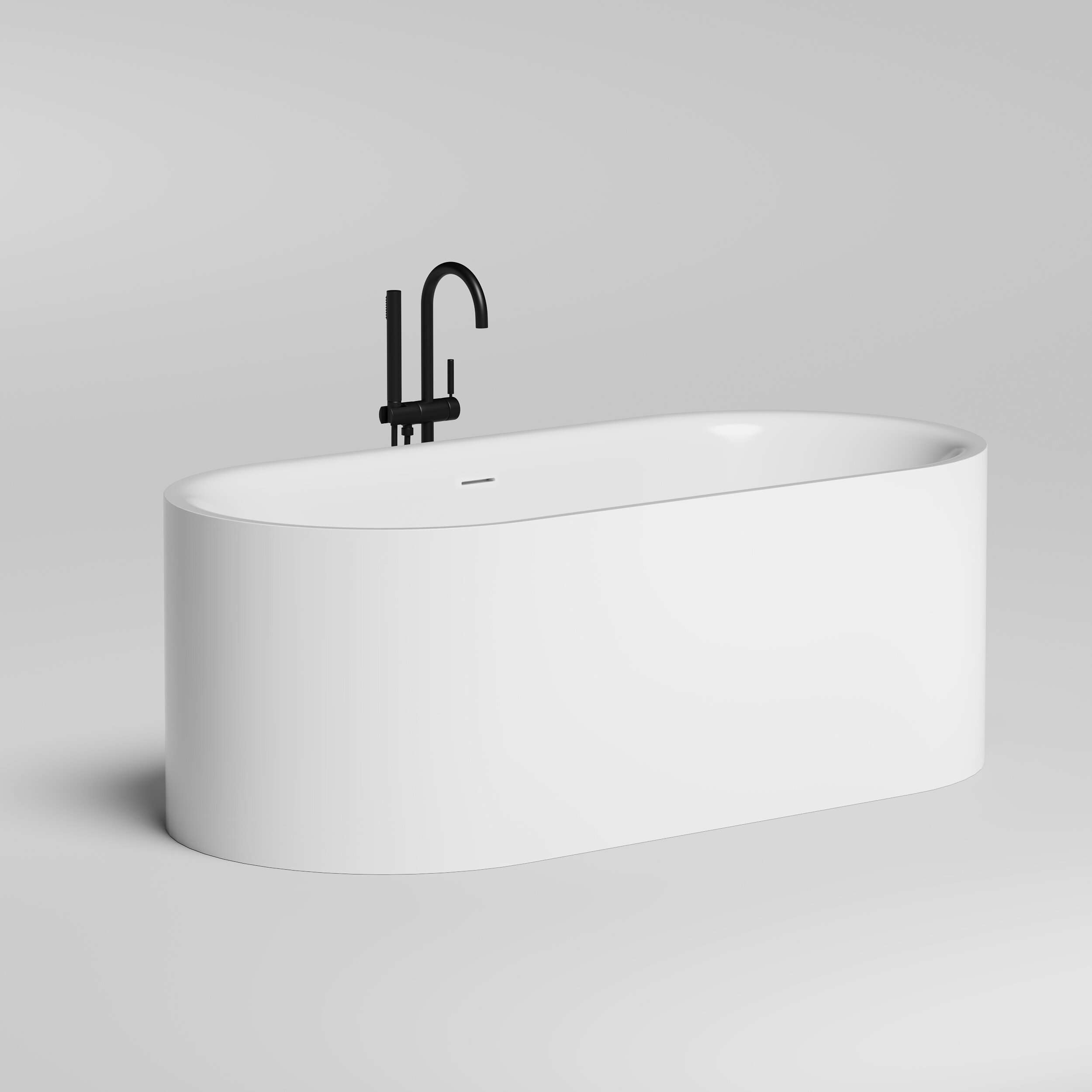 Изображение товара Ванна Salini Perla 1049101GF, 170 х 80 см, из искусственного камня S-Sense, с донным клапаном, цвет белый глянцевый, покраска по RAL полностью