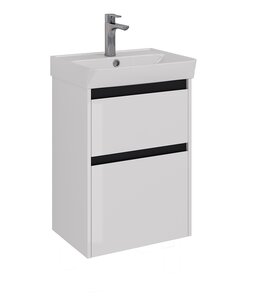 Изображение товара Тумба под раковину Lemark Combi LM03C50T-black, 50 см, подвесная/напольная, белый глянец/черный матовый
