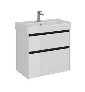 Изображение товара Тумба под раковину Lemark Combi LM03C80T-black, 80 см, подвесная/напольная, белый глянец/черный матовый