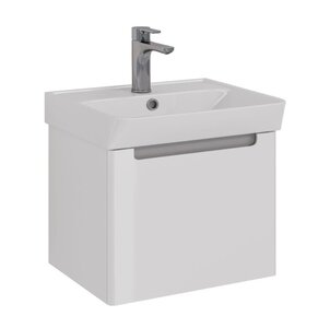 Изображение товара Тумба под раковину Lemark Buno mini LM05BM50T, 50 см, подвесная, белый глянец/серый матовый
