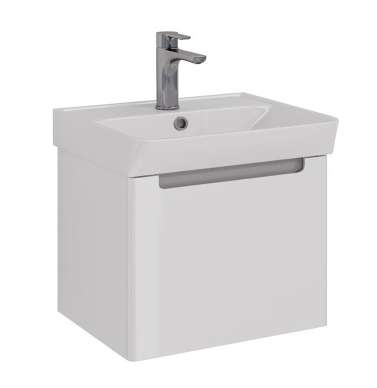 Изображение товара Тумба под раковину Lemark Буно мини/Buno mini LM05BM50T, 50 см, подвесная, белый глянец/серый матовый Изображение товара Тумба под раковину Lemark Буно мини/Buno mini LM05BM50T, 50 см, подвесная, белый глянец/серый матовый