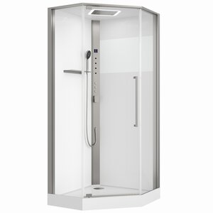 Изображение товара Душевая кабина Black&White Galaxy 8065N, 90 x 90 см, с гидромассажем, стекло прозрачное, профиль никель брашированный