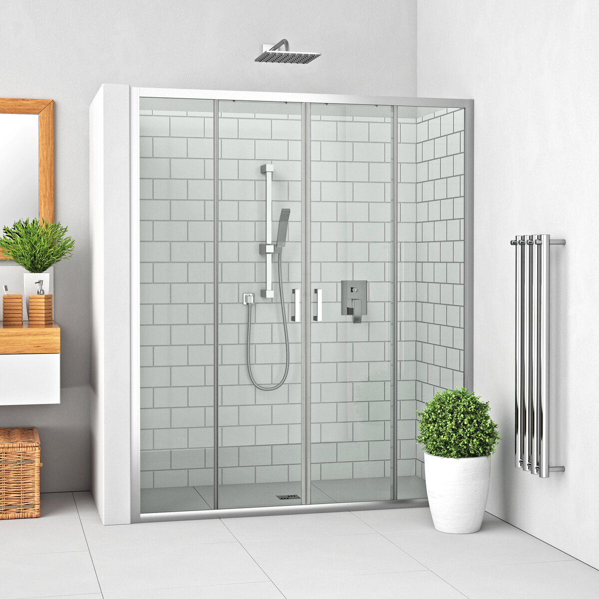Изображение товара Душевая дверь Roth Lega Line LLD4/1300 раздвижная хром стекло 5 мм
