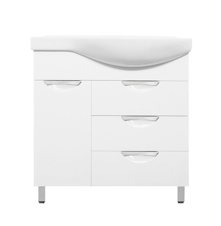 Изображение товара Тумба под раковину Style Line Жасмин 82 см напольная белая с ящиками