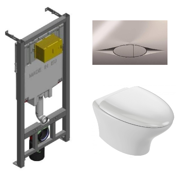 Изображение товара Инсталляция Jacob Delafon с унитазом Nouvelle Vague EDJ102-00, подвесной, безободковый, хром, 25 ле